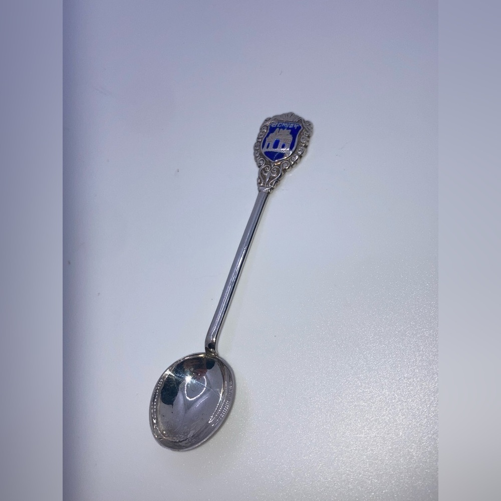 Vtg Sterling Silver Blue Enamel ‘ Bombay ‘ Sugar Souvenir Spoon 4” - Picture 2 of 6